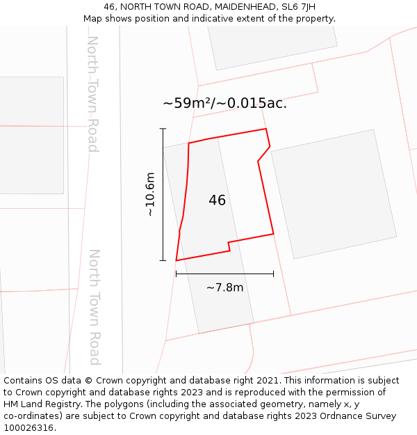 46, NORTH TOWN ROAD, MAIDENHEAD, SL6 7JH: Plot and title map