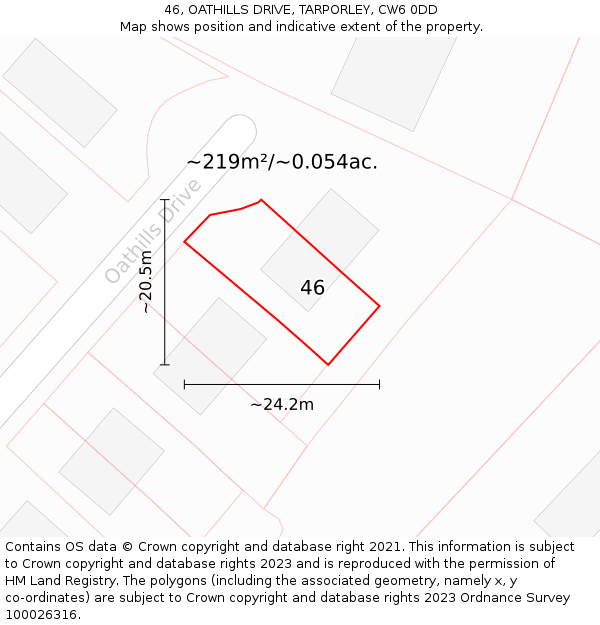 46, OATHILLS DRIVE, TARPORLEY, CW6 0DD: Plot and title map