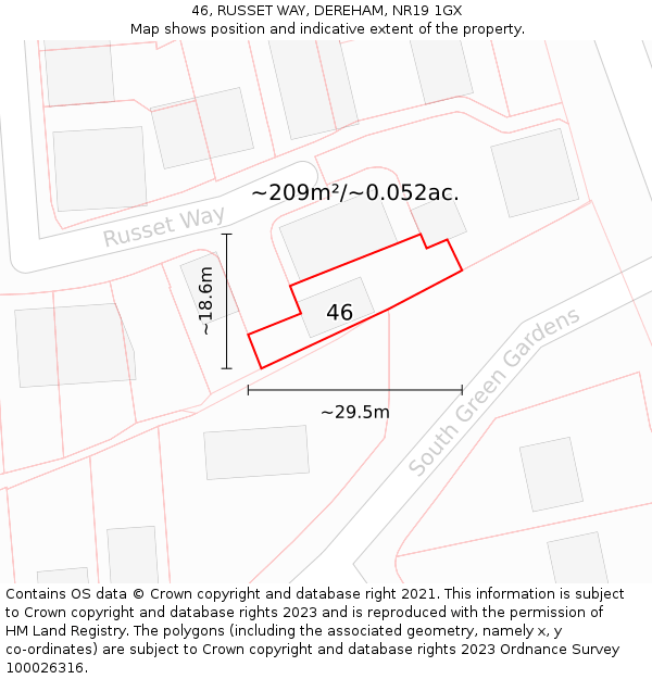 46, RUSSET WAY, DEREHAM, NR19 1GX: Plot and title map