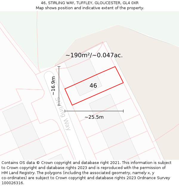 46, STIRLING WAY, TUFFLEY, GLOUCESTER, GL4 0XR: Plot and title map