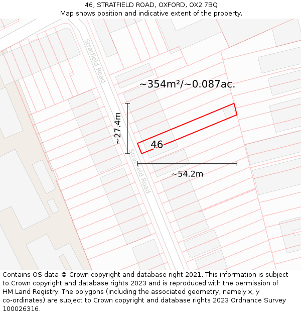 46, STRATFIELD ROAD, OXFORD, OX2 7BQ: Plot and title map