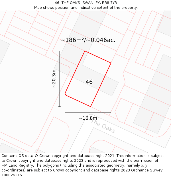 46, THE OAKS, SWANLEY, BR8 7YR: Plot and title map
