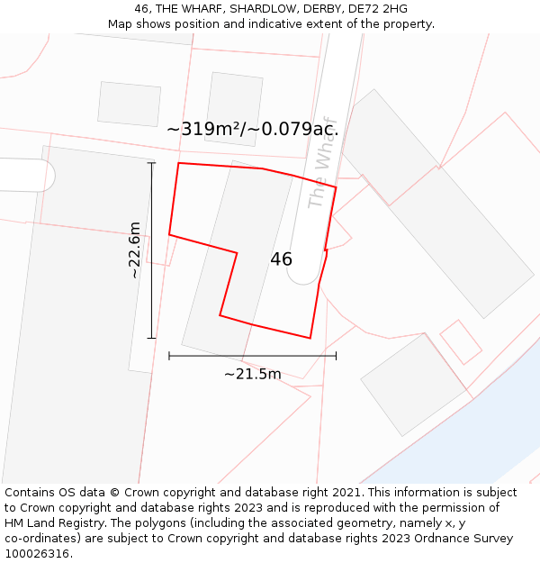 46, THE WHARF, SHARDLOW, DERBY, DE72 2HG: Plot and title map