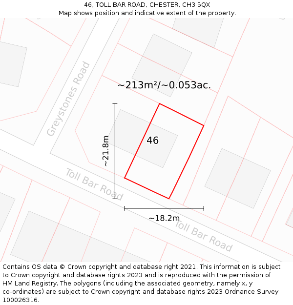 46, TOLL BAR ROAD, CHESTER, CH3 5QX: Plot and title map