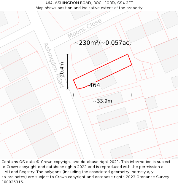 464, ASHINGDON ROAD, ROCHFORD, SS4 3ET: Plot and title map