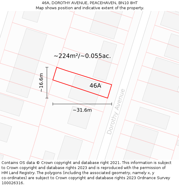 46A, DOROTHY AVENUE, PEACEHAVEN, BN10 8HT: Plot and title map