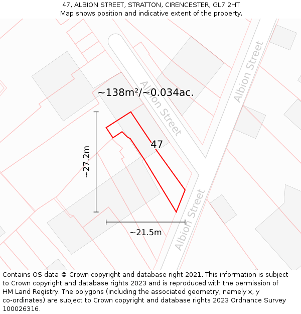 47, ALBION STREET, STRATTON, CIRENCESTER, GL7 2HT: Plot and title map