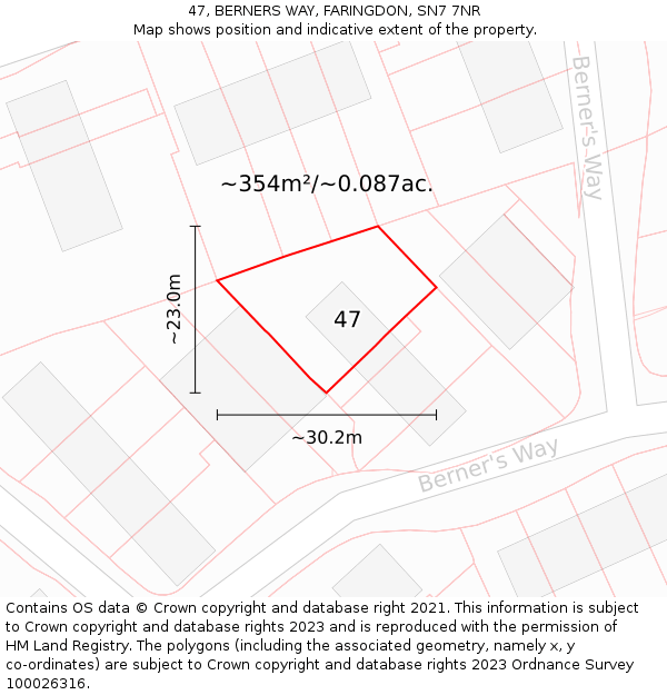 47, BERNERS WAY, FARINGDON, SN7 7NR: Plot and title map