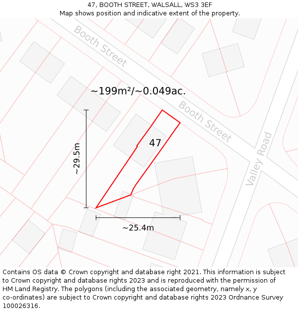 47, BOOTH STREET, WALSALL, WS3 3EF: Plot and title map
