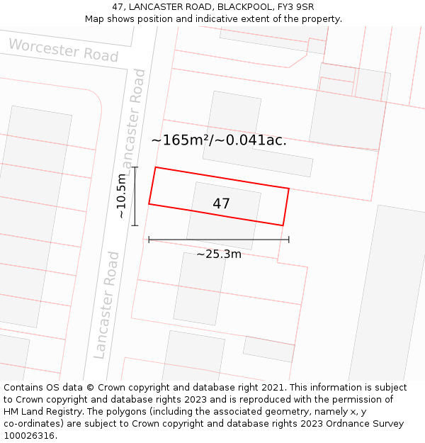 47, LANCASTER ROAD, BLACKPOOL, FY3 9SR: Plot and title map