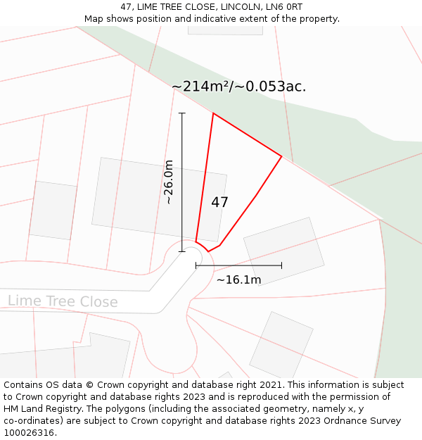 47, LIME TREE CLOSE, LINCOLN, LN6 0RT: Plot and title map