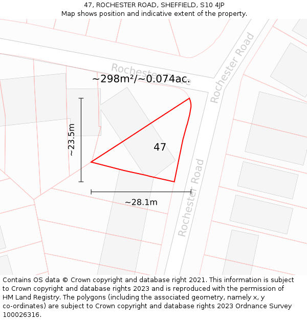 47, ROCHESTER ROAD, SHEFFIELD, S10 4JP: Plot and title map