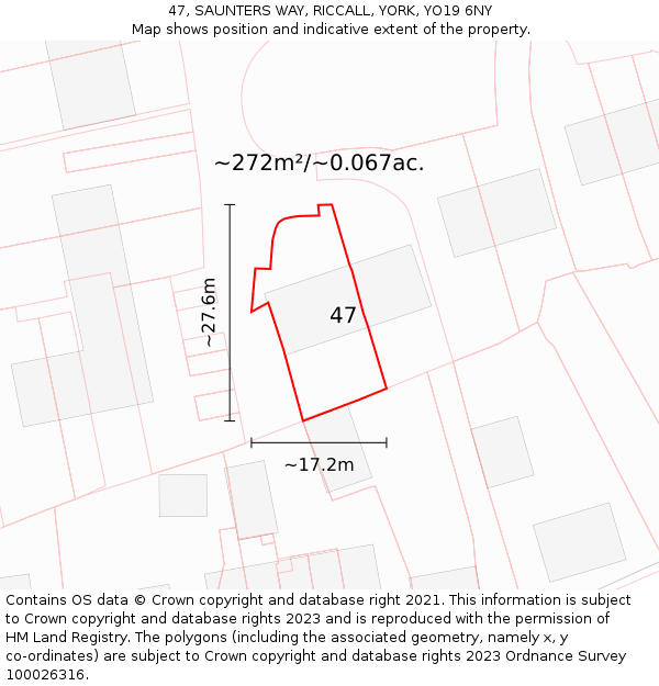 47, SAUNTERS WAY, RICCALL, YORK, YO19 6NY: Plot and title map