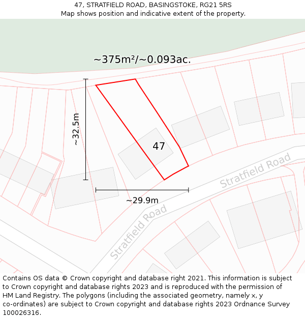 47, STRATFIELD ROAD, BASINGSTOKE, RG21 5RS: Plot and title map