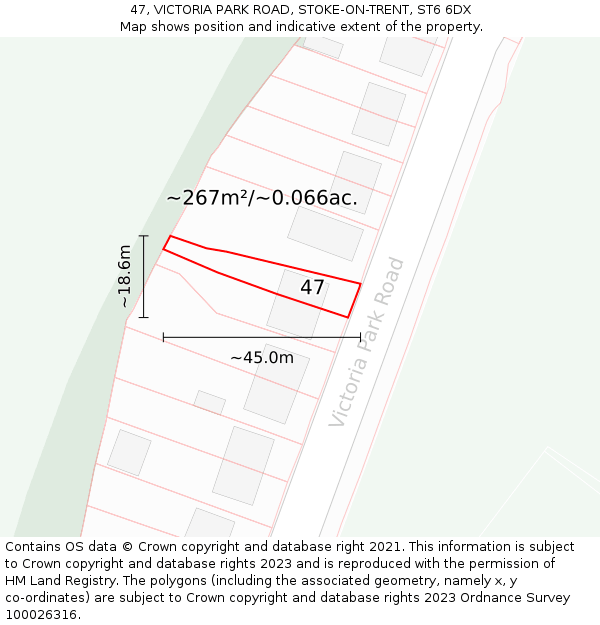 47, VICTORIA PARK ROAD, STOKE-ON-TRENT, ST6 6DX: Plot and title map