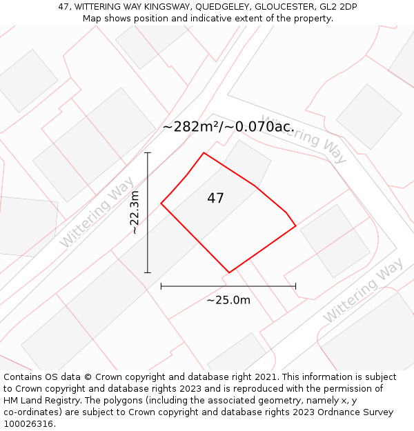 47, WITTERING WAY KINGSWAY, QUEDGELEY, GLOUCESTER, GL2 2DP: Plot and title map