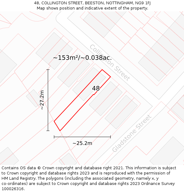 48, COLLINGTON STREET, BEESTON, NOTTINGHAM, NG9 1FJ: Plot and title map