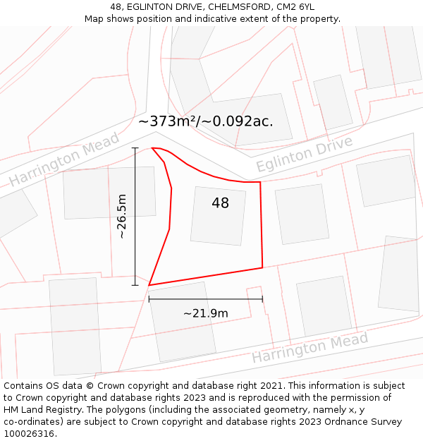 48, EGLINTON DRIVE, CHELMSFORD, CM2 6YL: Plot and title map