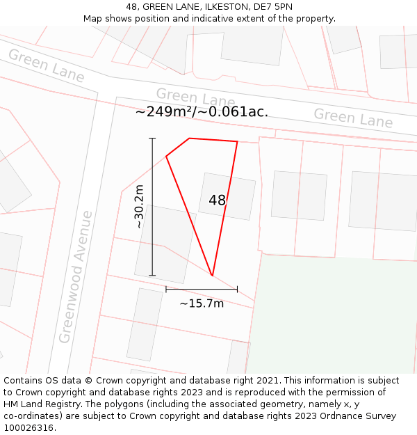 48, GREEN LANE, ILKESTON, DE7 5PN: Plot and title map