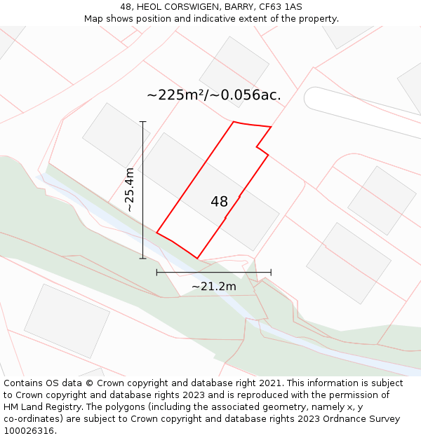 48, HEOL CORSWIGEN, BARRY, CF63 1AS: Plot and title map