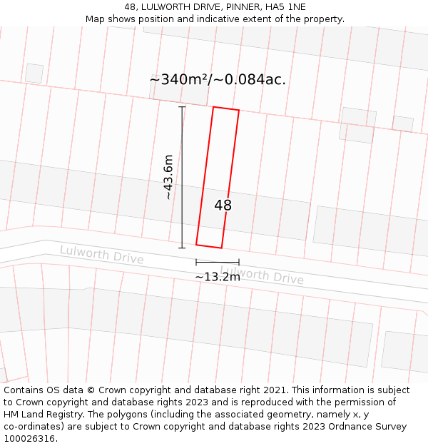 48, LULWORTH DRIVE, PINNER, HA5 1NE: Plot and title map