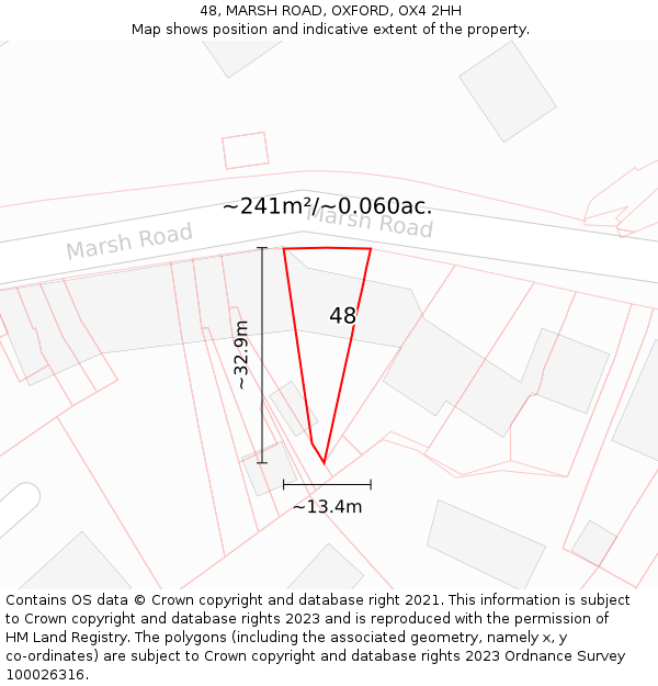 48, MARSH ROAD, OXFORD, OX4 2HH: Plot and title map