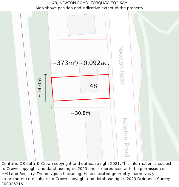 48, NEWTON ROAD, TORQUAY, TQ2 6AA: Plot and title map