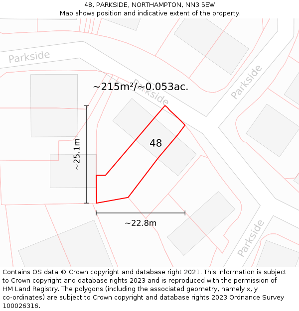 48, PARKSIDE, NORTHAMPTON, NN3 5EW: Plot and title map