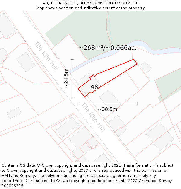 48, TILE KILN HILL, BLEAN, CANTERBURY, CT2 9EE: Plot and title map