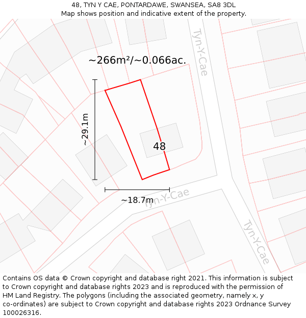 48, TYN Y CAE, PONTARDAWE, SWANSEA, SA8 3DL: Plot and title map