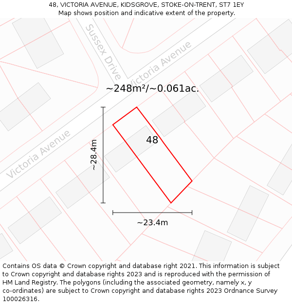 48, VICTORIA AVENUE, KIDSGROVE, STOKE-ON-TRENT, ST7 1EY: Plot and title map