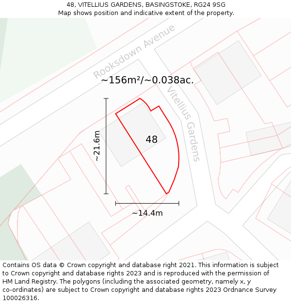 48, VITELLIUS GARDENS, BASINGSTOKE, RG24 9SG: Plot and title map