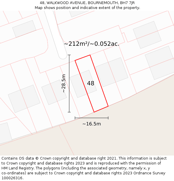 48, WALKWOOD AVENUE, BOURNEMOUTH, BH7 7JR: Plot and title map