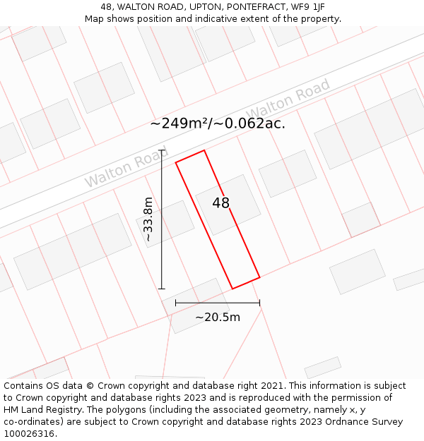 48, WALTON ROAD, UPTON, PONTEFRACT, WF9 1JF: Plot and title map