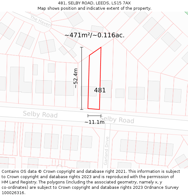 481, SELBY ROAD, LEEDS, LS15 7AX: Plot and title map