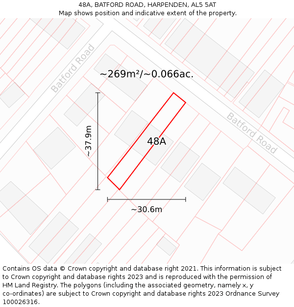 48A, BATFORD ROAD, HARPENDEN, AL5 5AT: Plot and title map