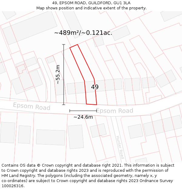 49, EPSOM ROAD, GUILDFORD, GU1 3LA: Plot and title map