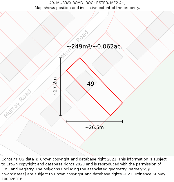 49, MURRAY ROAD, ROCHESTER, ME2 4HJ: Plot and title map