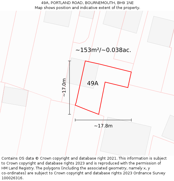 49A, PORTLAND ROAD, BOURNEMOUTH, BH9 1NE: Plot and title map