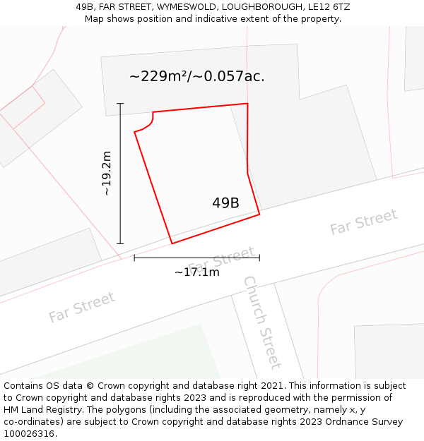 49B, FAR STREET, WYMESWOLD, LOUGHBOROUGH, LE12 6TZ: Plot and title map