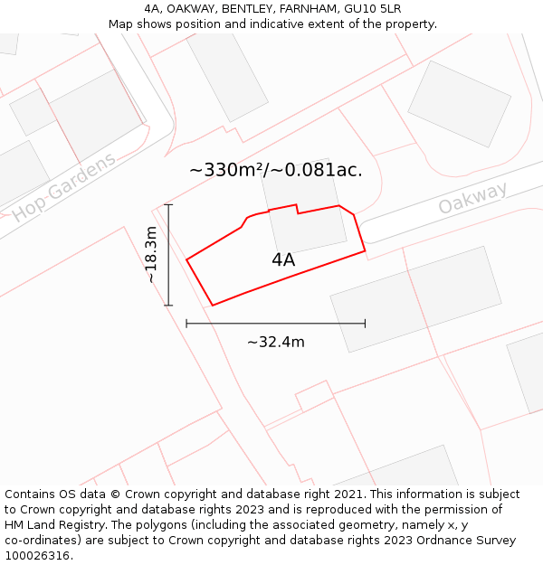 4A, OAKWAY, BENTLEY, FARNHAM, GU10 5LR: Plot and title map