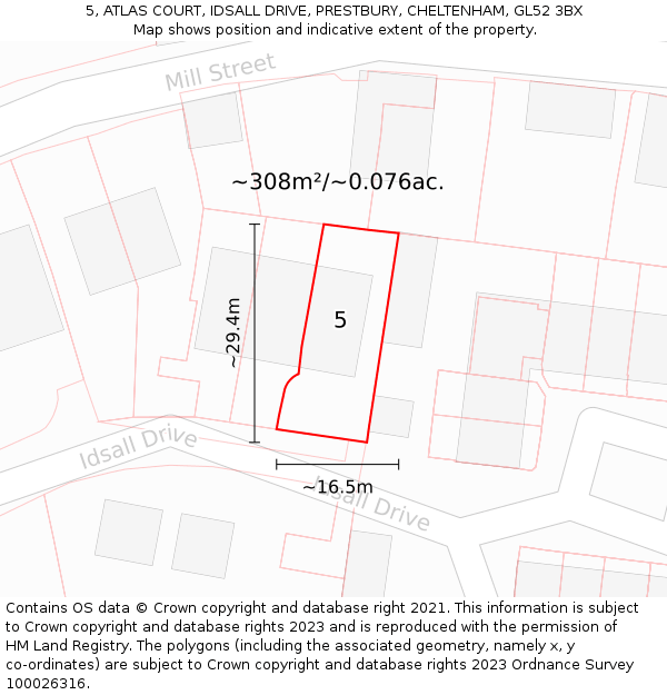 5, ATLAS COURT, IDSALL DRIVE, PRESTBURY, CHELTENHAM, GL52 3BX: Plot and title map