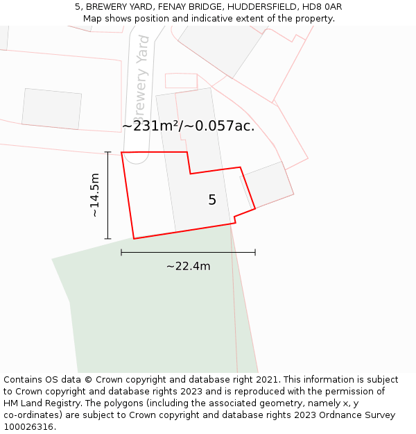 5, BREWERY YARD, FENAY BRIDGE, HUDDERSFIELD, HD8 0AR: Plot and title map