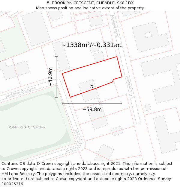 5, BROOKLYN CRESCENT, CHEADLE, SK8 1DX: Plot and title map