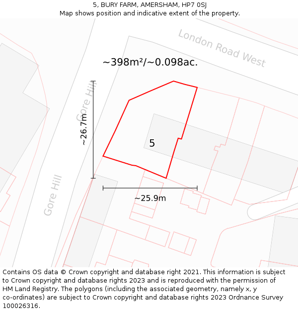 5, BURY FARM, AMERSHAM, HP7 0SJ: Plot and title map