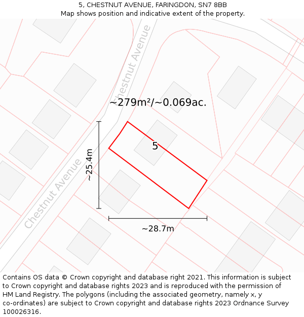 5, CHESTNUT AVENUE, FARINGDON, SN7 8BB: Plot and title map