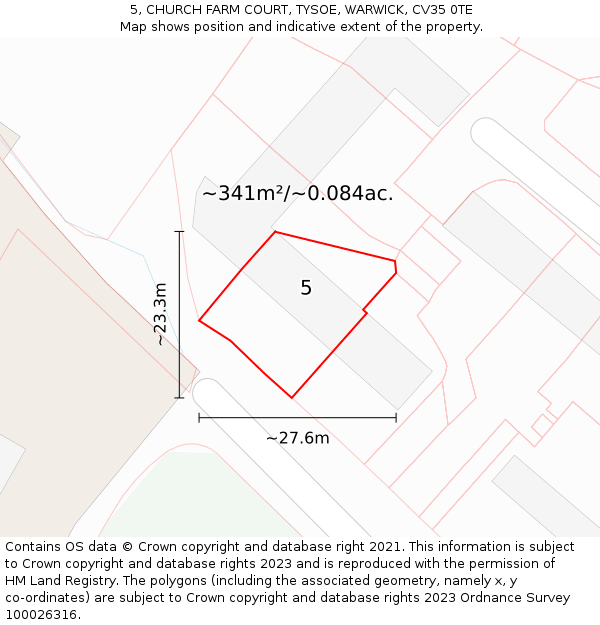 5, CHURCH FARM COURT, TYSOE, WARWICK, CV35 0TE: Plot and title map