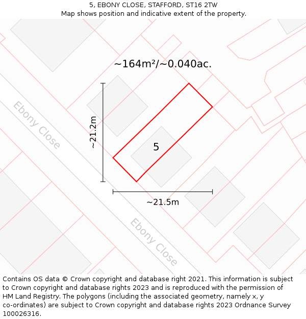 5, EBONY CLOSE, STAFFORD, ST16 2TW: Plot and title map