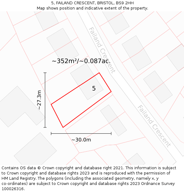 5, FAILAND CRESCENT, BRISTOL, BS9 2HH: Plot and title map