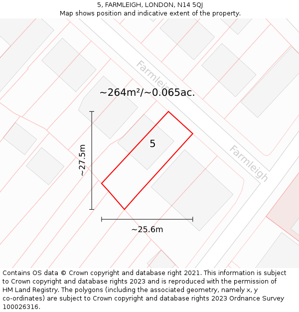 5, FARMLEIGH, LONDON, N14 5QJ: Plot and title map